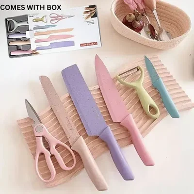 SET X 6 PIEZAS (4 CUCHILLOS + PELAPAPA + TIJERA