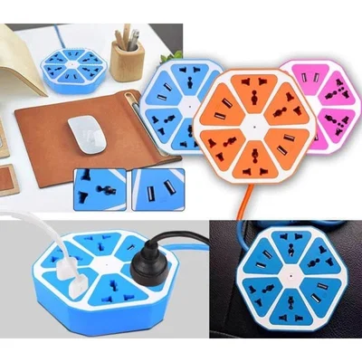ZAPATILLA HEXAGONAL 4 TOMAS + 4 USB