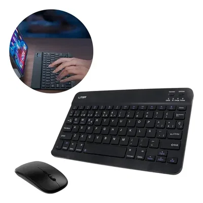 Kit Mini Teclado Y Mouse Inalámbrico Con Conexión Bluetooth Recargable