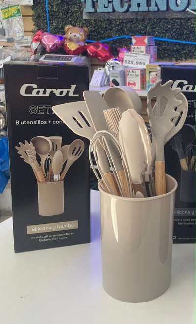 SET UTENSILLOS DE COCINA SILICONA X9 PIEZAS