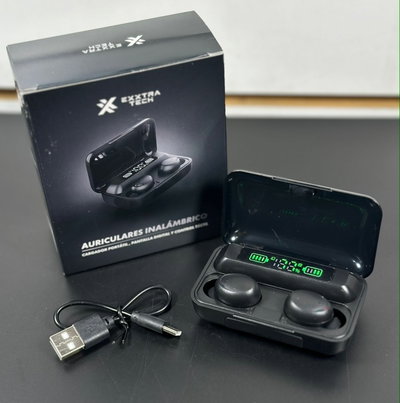 AURICULAR INALÁMBRICO F9-5 BT CON MICROFONO, POWER BANK Y PANTALLA LED, NEGRO