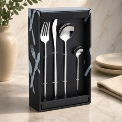 SET DE 24 CUBIERTOS DE ACERO FINOS PLATEADO DEPO181