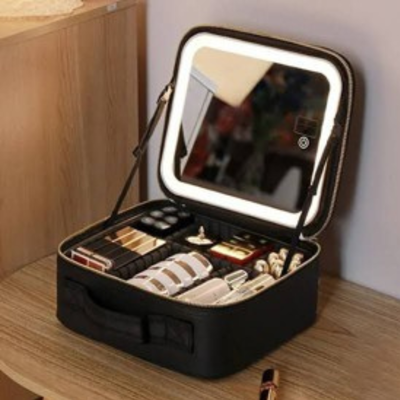 BOLSO NECESER DE  MAQUILLAJE CON ESPEJO LED DEPO185