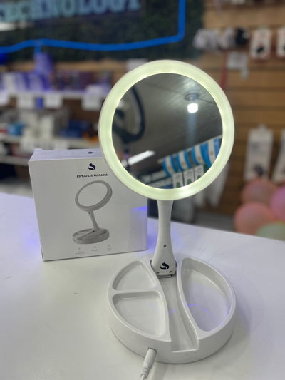 Espejo Para Maquillaje Con Luz Led Usb Organizador