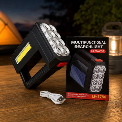 LINTERNA RECARGABLE SOLAR 8 LED + COB