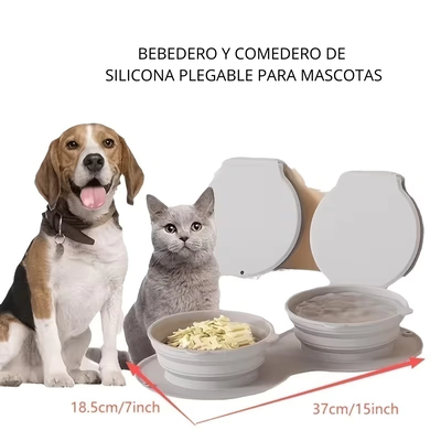 DEPO123 BEBEDERO Y COMEDERO DE  SILICONA PLEGABLE PARA PERROS