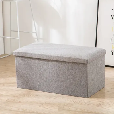 DEPO135 PUFF CON CAJONERA (COLOR GRIS Y BEIGE) MEDIDAS: 40 X 25 X 25CM