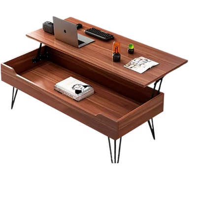 DEPO133 MESA RATONA  MADERA E HIERRO NEGRO CON ESPACIO DE GUARDADO 100 X 50 X 55CM