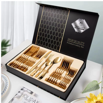 SET DE 24 CUBIERTOS DORADOS