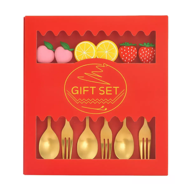 SET DE 6 CUBIERTOS DORADOS PARA CHICOS VARIOS DISEÑOS 