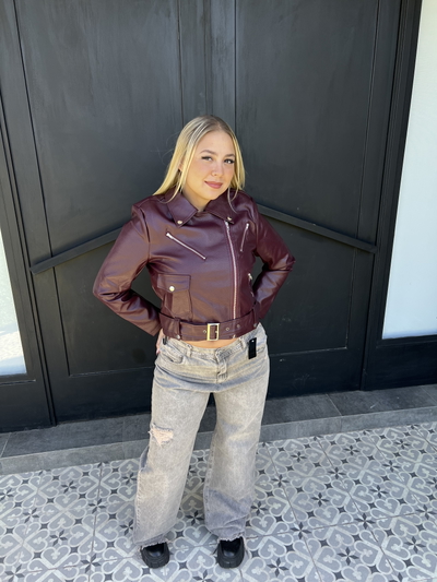 Campera ecocuero con cinto