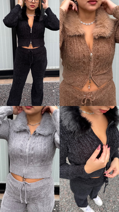 Conjunto importado tejido & piel