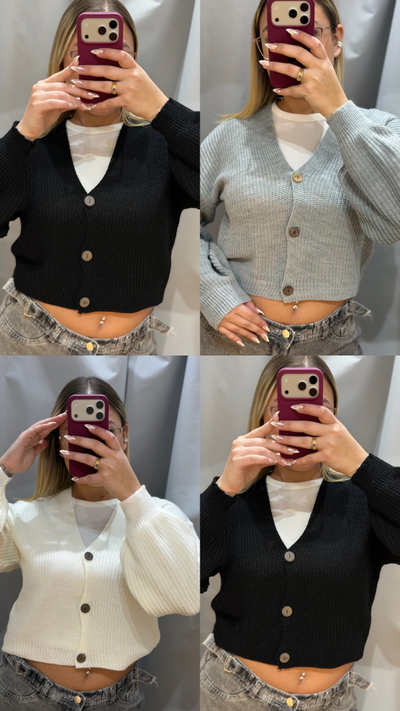 Cardigan botón de madera
