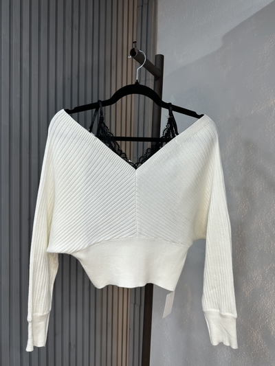 Sweater encaje cuello V