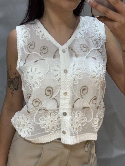 Chaleco espalda tejida