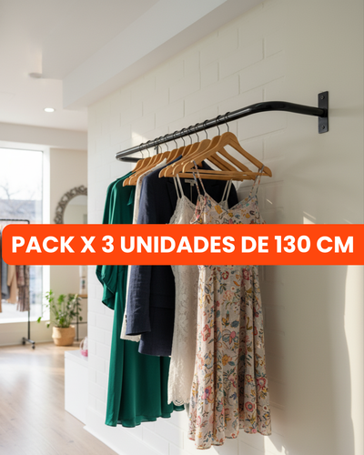 Pack 2 — 3 PERCHEROS DE PARED 130 CM 