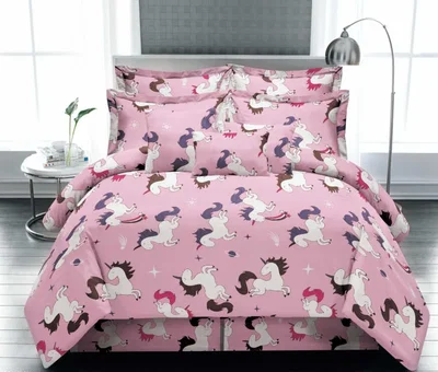 Juego De Sabana Infantil Twin Unicornio Lila