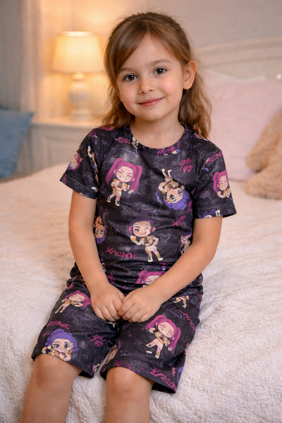 Pijama Kids Kpop Negro Corto