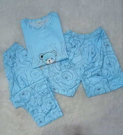 Pijama Importado 3 piezas Kids | Oso turquesa 