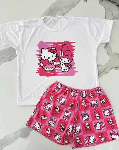 Pijama Infantil Corto Kitty | Talle 6/8