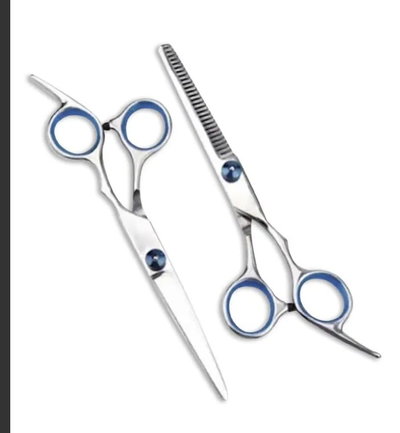 SET DE TIJERAS FRANGE BLUE + PULIR TITANIUM 5.5