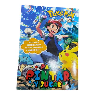 Libro Para Pintar Con Stickers Pokemon ×10U