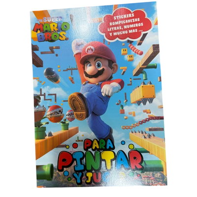 Libro Para Pintar Con Stickers Mario Bro ×10U