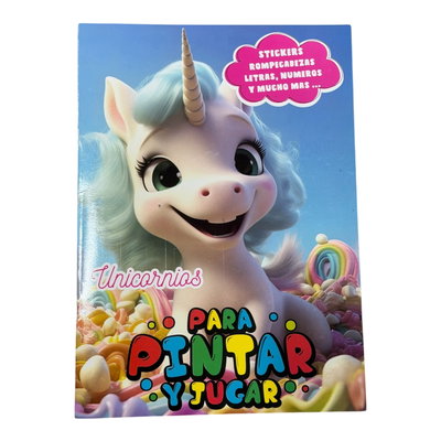 Libro Para Pintar Con Stickers Unicornios ×10U