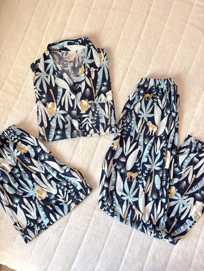 Pijama camisero de 3 piezas monitos