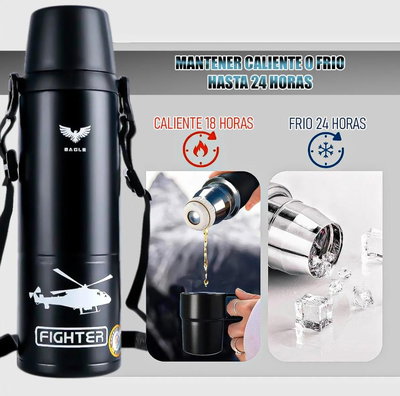 Termo Táctico Fashion Cup - Edición "Fighter" Agua Caliente/Café 1000ML 5107