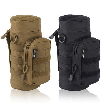 Portabotellas Táctico Militar MOLLE – Funda de termo con Bolsillo de Accesorios frontal