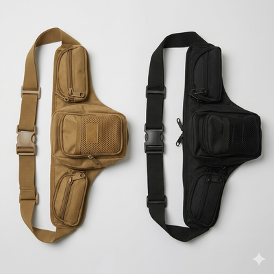 Riñonera Táctica&nbsp; Porta Arma - Multibolsillos (Disponible en Negro y Coyote)