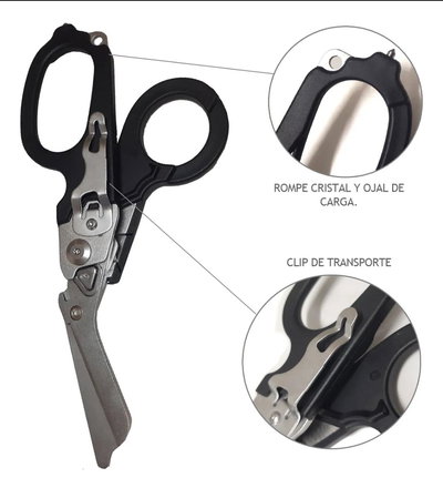 Tijeras de Rescate Tácticas Plegables 6 en 1 - Estilo Leatherman Raptor