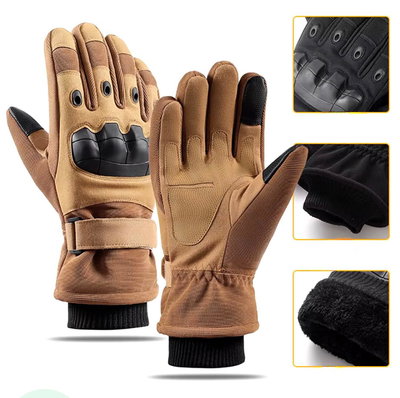 Guantes Tácticos de Combate Termicos con Polar y Protección de Nudillos Rígidos