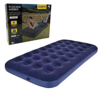 Avenli - Colchón Inflable Individual con Superficie Aterciopelada - Camping - Aire libre 