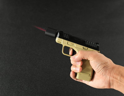Encendedor Recargable Táctico Tipo Pistola Compacta - Tan/Black