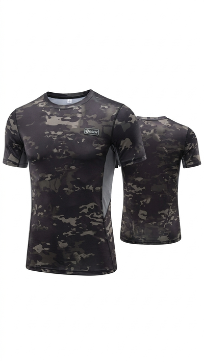 Remera Táctica de Compresión - Camuflaje "Night Ops"