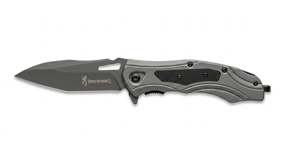 Navaja Táctica Plegable Browning - Acabado Titanio con Grip Antideslizante