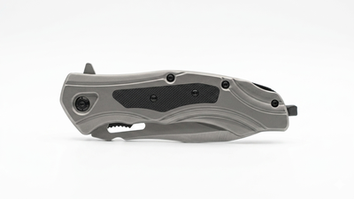 Navaja Táctica Plegable Browning - Acabado Titanio con Grip Antideslizante