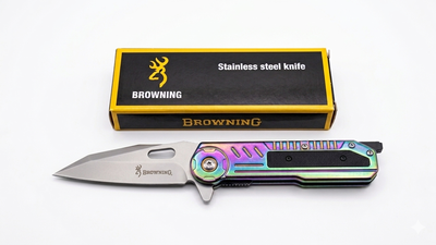 Navaja Táctica Plegable Browning - Acero Inoxidable y Diseño Tornasolado