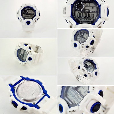Reloj deportivo 2174 marco azul Malla de goma Importado Unisex