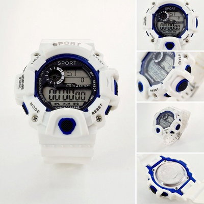 Reloj deportivo 2174 marco azul Malla de goma Importado Unisex