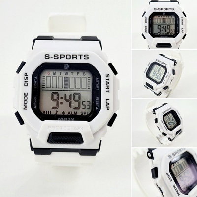 Reloj deportivo 2301 blanco Resistente al agua Malla de goma Importado Unisex