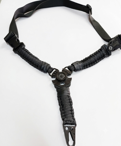 Correa Táctica de Paracord de 1 Punto con Brújula y Mosquetón Metálico