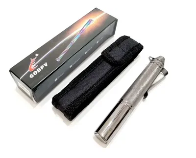 Bastón Táctico Retráctil Tipo Lapicera Metálico Con Rompecristales Clip Y Funda EDC