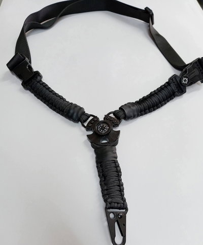 Correa Táctica de Paracord de 1 Punto con Brújula y Mosquetón Metálico