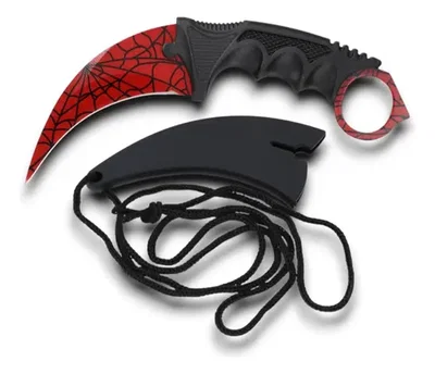 Cuchillo Táctico Karambit Con Funda Rígida Spider Red 