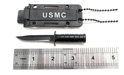 Mini Cuchillo Táctico De Cuello Con Funda Rígida Y Cadena 10cm