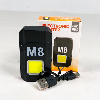 Encendedor Electrónico Táctico M8 Recargable USB-C Con Linterna COB LED Integrada