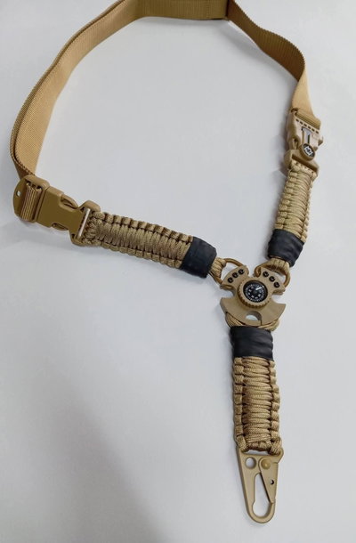 Correa Táctica de Paracord de 1 Punto con Brújula y Mosquetón Metálico